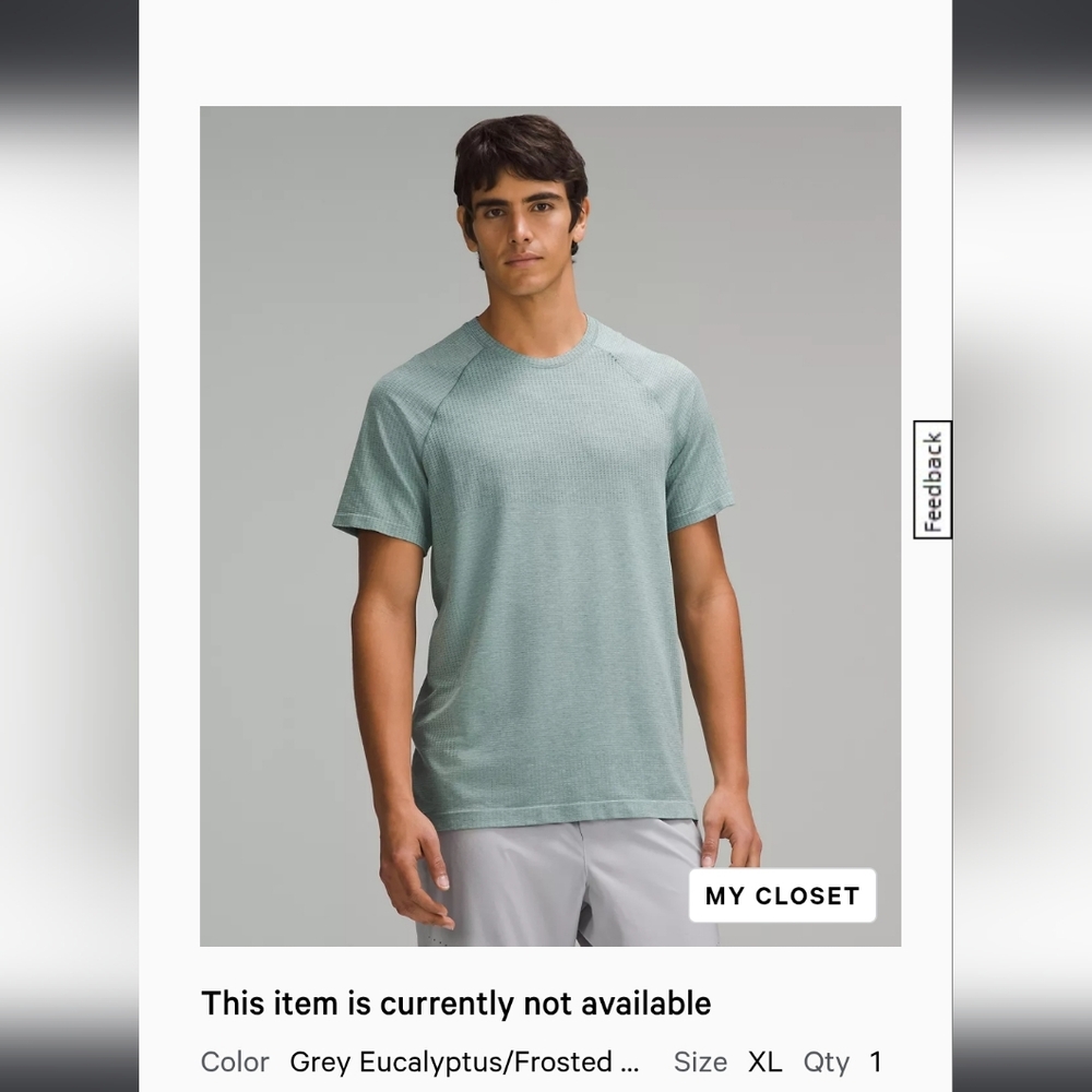 lululemon athletica Grey Eucalyptus Short Sleeve Tee